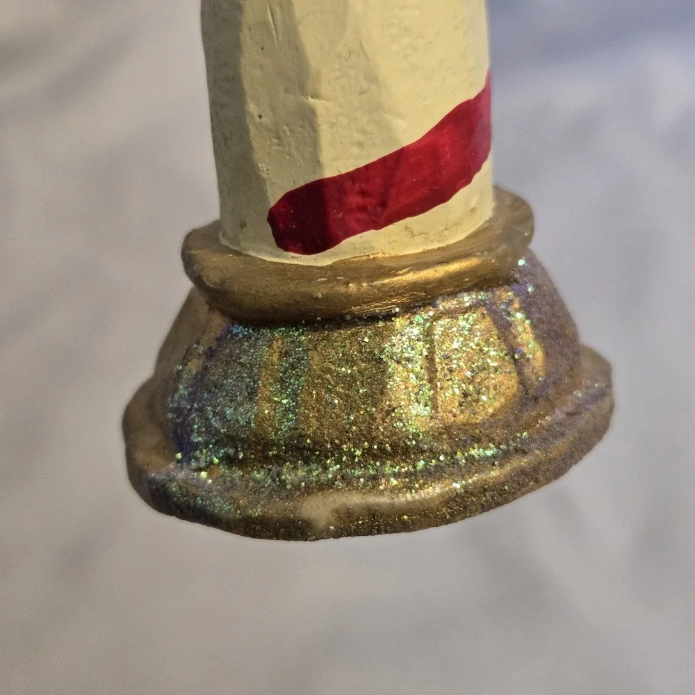 Kurt Adler Christmas Lamp Post Wreath Red Bow Glitter Holiday Decor 8.5